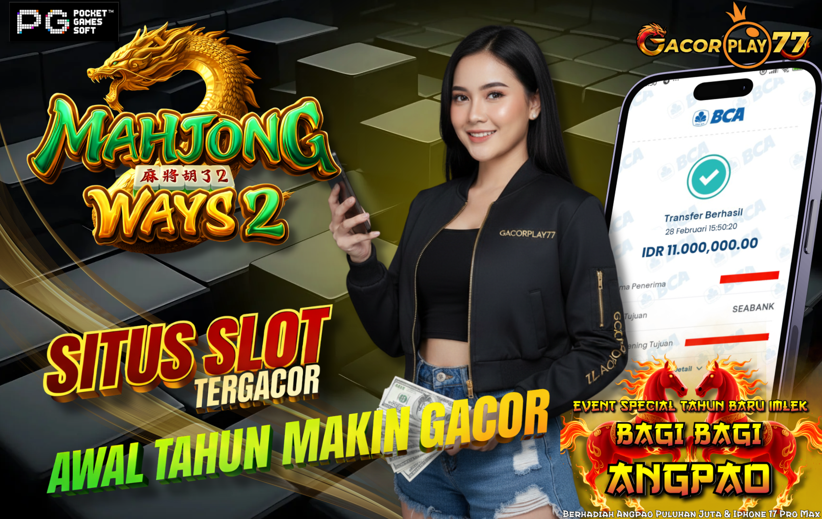 Selamat kepada user id : tem***ek Wede Rp 11.000.000 di Game MAHJONG WAYS 2 PG SOFT Cair Gk Sampe 1 Menit! Menang Mudah di Gacorplay77
